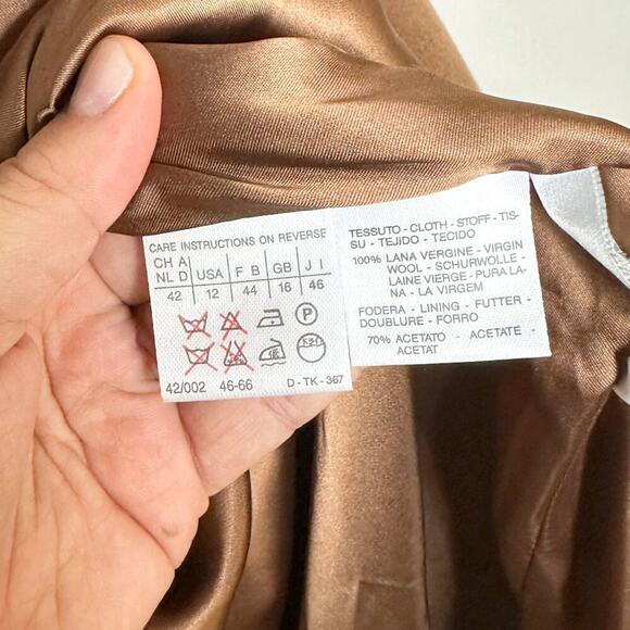 Max Mara Camel Wool Double Breasted Coat Made in Italy Size 12 - Picture 7 of 10